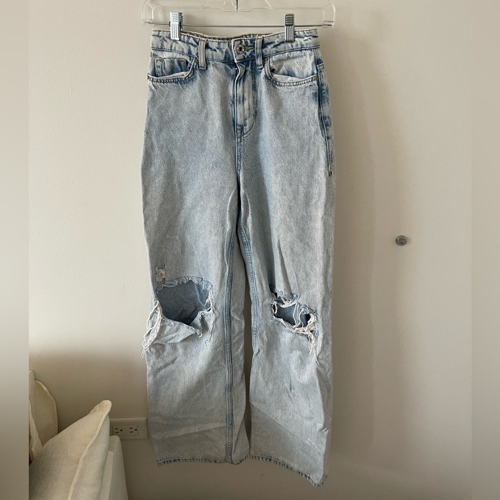 Zara Acid Wash Ripped Jeans